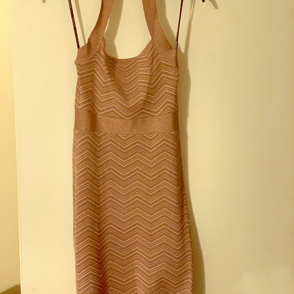 Rose gold knit halter dress